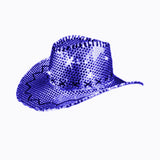 LED Sequin Cowboy Hat with Fancy Stitching Blue