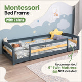 Twin Size Floor Bed with Safety Guardrails for Kids