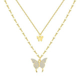 Fluttering Elegance Butterfly Two Layer Necklace