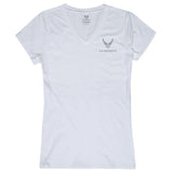 Womens VNeck Tees, AirForce, White, XL