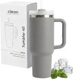 THE CLEAN HYDRATION CO. Insulated Ceramic Coated 40 oz Tumbler with Handle - (Aqua)