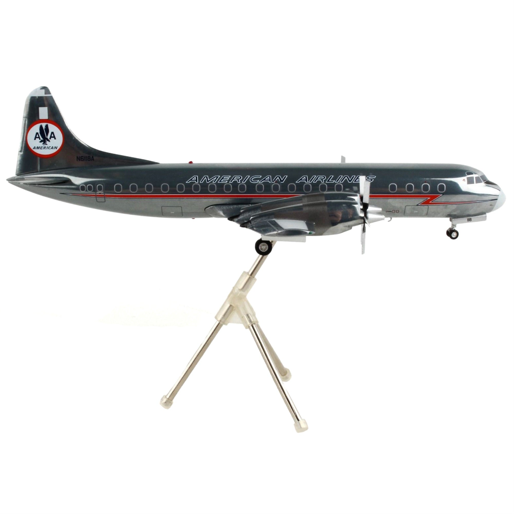 Lockheed L-188A Electra Astrojet Commercial Aircraft American Airlines Silver Gemini 200 Series 1/200 Diecast Model Airp