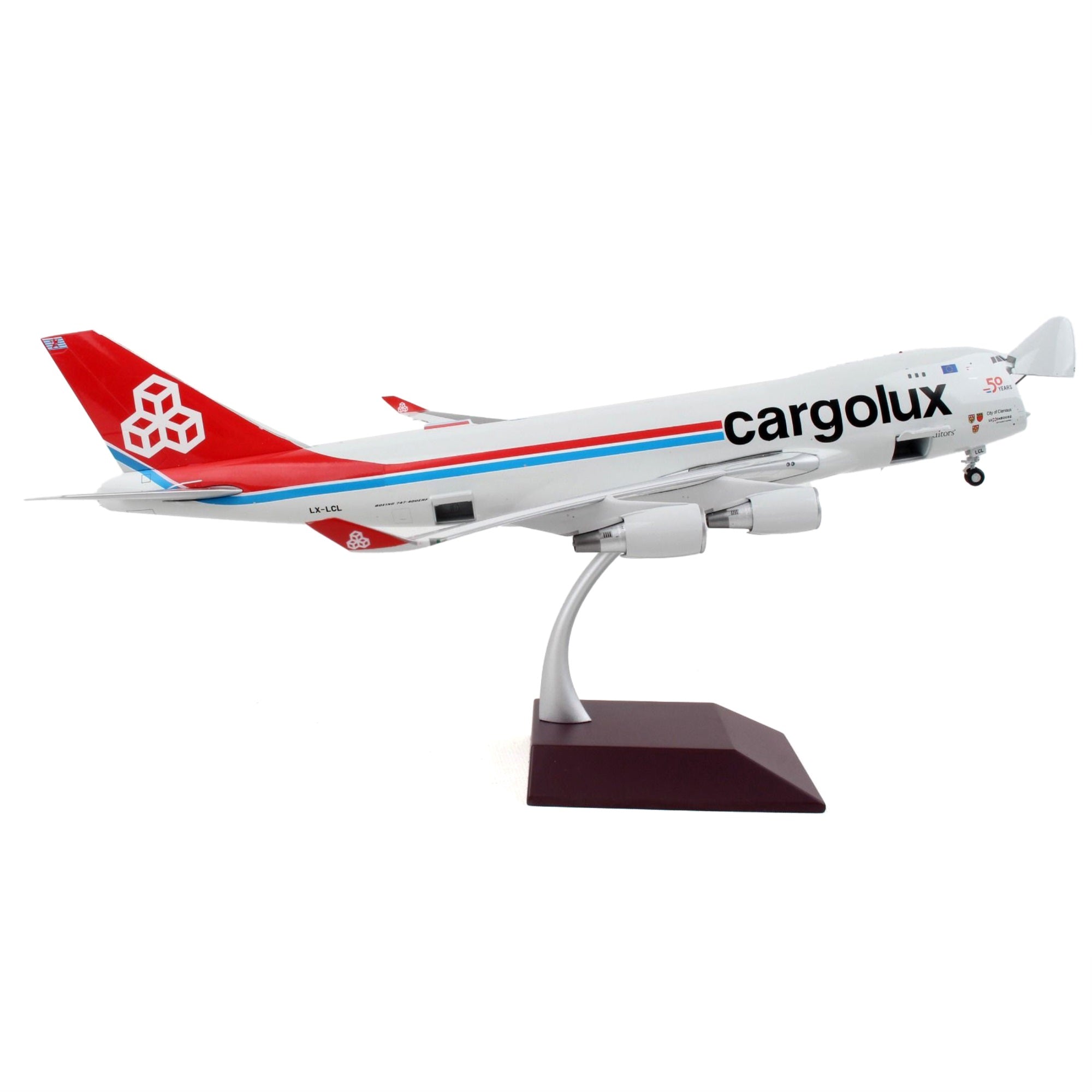 Boeing 747-400F Commercial Aircraft Cargolux Gray With Red Tail Gemini 200 - Interactive Series 1/200 Diecast Model Airp