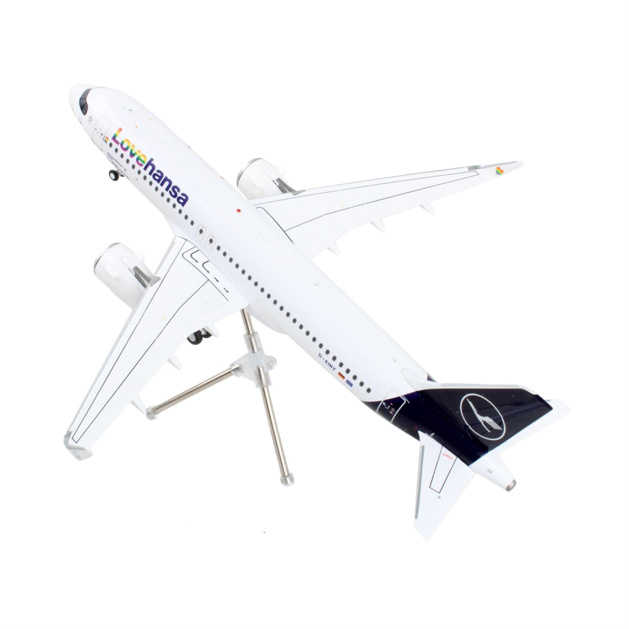 Airbus A320Neo Commercial Aircraft Lufthansa - Lovehansa White With Blue Tail Gemini 200 Series 1/200 Diecast Model Airp