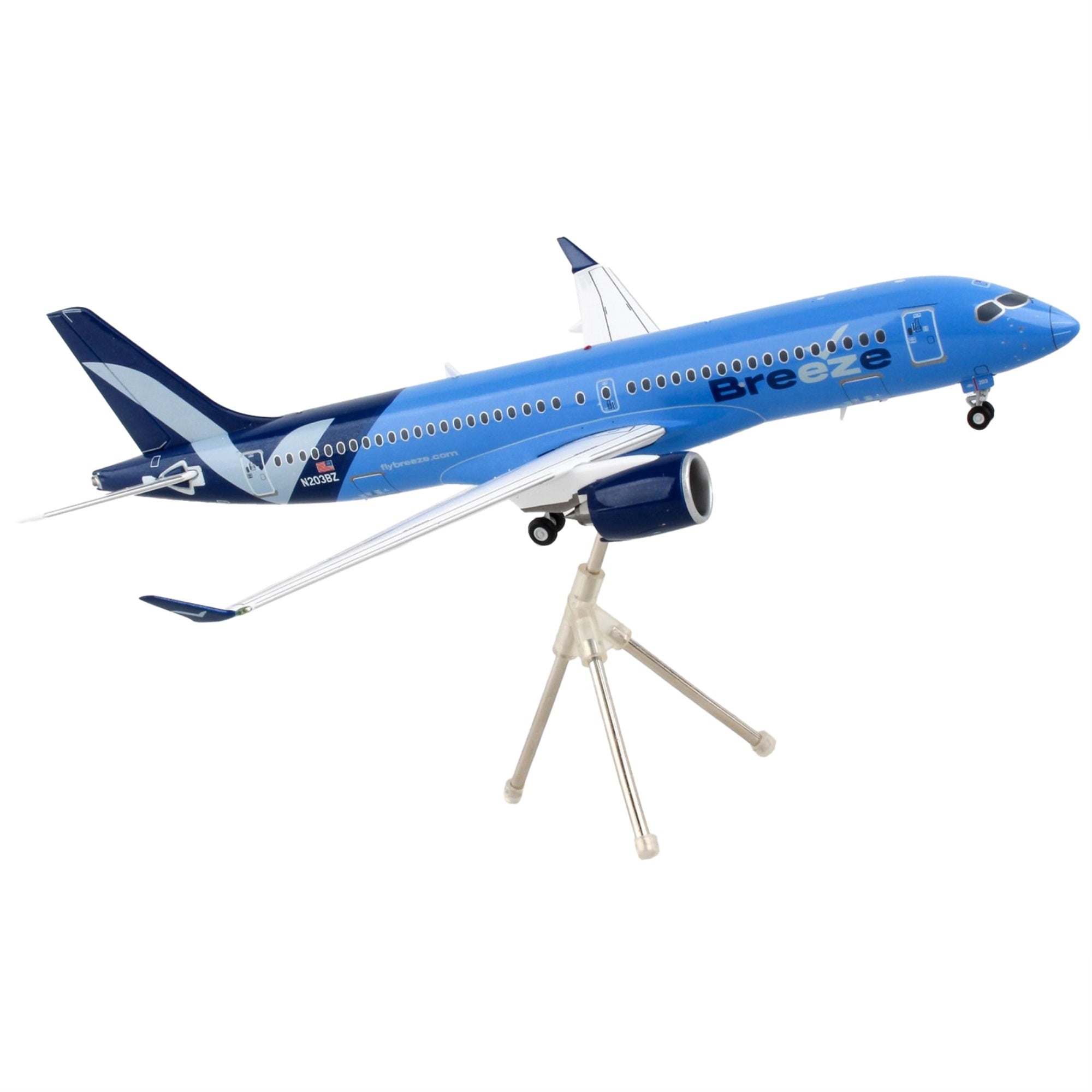 Embraer Erj-195 Commercial Aircraft Breeze Airways Blue Gemini 200 Series 1/200 Diecast Model Airplane By Geminijets