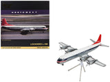 Lockheed L188 Electra Commercial Aircraft Northwest Orient (N128US) White and Gray with Blue Stripes and Red Tail Gemini 200