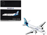Saab 340B Commercial Aircraft WestJet (CGOIA) White with Blue Stripes and Tail Gemini 200 Series 1/200 Diecast Model Airpla