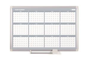 Magnetic Steel Dry-Erase Twelve Month Planner, 24 X 36, Aluminum Frame