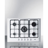 5-Burner Gas Cooktop Made In Italy In White Finish With Sealed Burners, Cast Iron Grates, Wok Stand, And Stainless Steel Frame T
