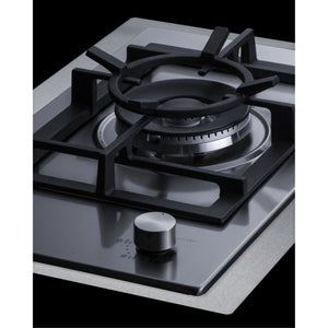 1-Burner Gas Cooktop Made In Italy W/15 Wide Trim Kit In Stainless Steel With Sealed Dual Flame Burner, Cast Iron Grates, And