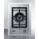 1-Burner Gas Cooktop Made In Italy W/15 Wide Trim Kit In Stainless Steel With Sealed Dual Flame Burner, Cast Iron Grates, And