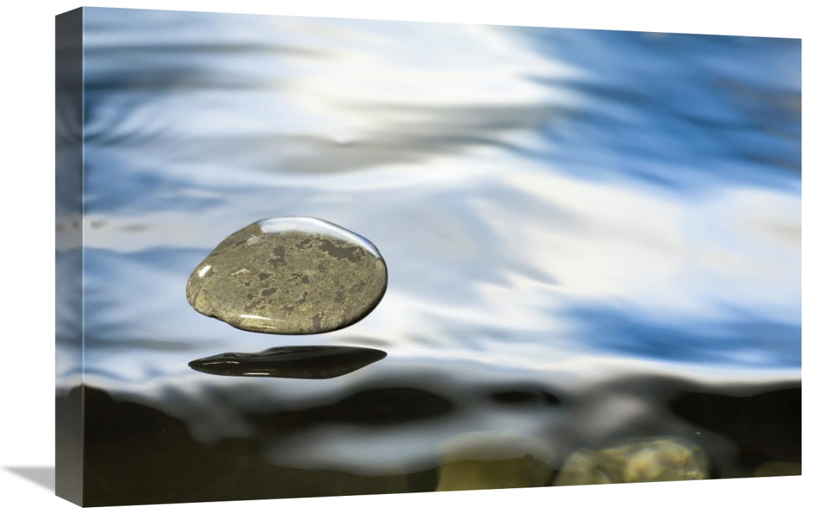 Skipping Stone Just About To Hit The WaterS Surface-Canvas Art-24X16
