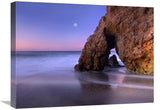 Sea Arch And Full Moon Over El Matador State Beach, Malibu, California-Canvas Art-24X18