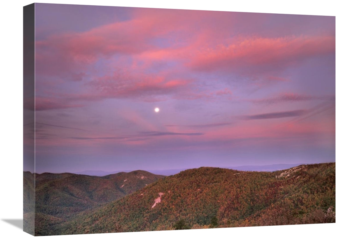 Moon Over Blue Ridge Range And Lost Cove Cliffs, Blue Ridge Parkway, North Carolina-Canvas Art-24X18