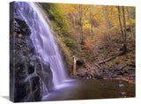 Crabtree Falls Cascading Into Stream In Autumn Forest, Blue Ridge Parkway, North Carolina-Canvas Art-24X20