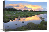 Clouds And Sunset Reflected In Stream, Hellroaring Plateau, Montana-Canvas Art-24X18