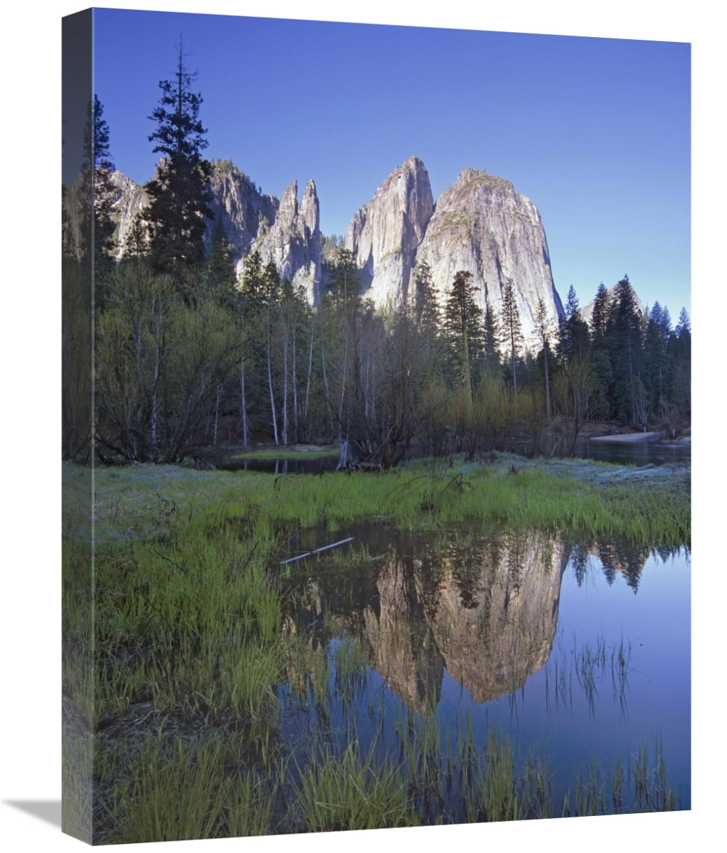 Cathedral Rock Reflected In The Merced River, Yosemite Np, California-Canvas Art-18X24