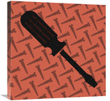 Hand Tools - Flathead Screwdriver And Screws-Canvas Art-24X24