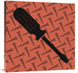 Hand Tools - Flathead Screwdriver And Screws-Canvas Art-30X30
