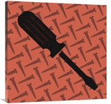 Hand Tools - Flathead Screwdriver And Screws-Canvas Art-36X36