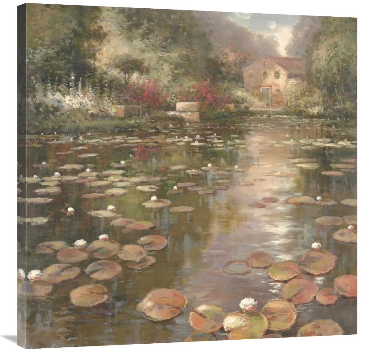 Lily Pond - Pastel Version-Canvas Art-36X36