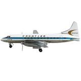 Convair CV580 Commercial Aircraft Frontier Airlines White with Teal Stripes 1/400 Diecast Model Airplane by GeminiJets