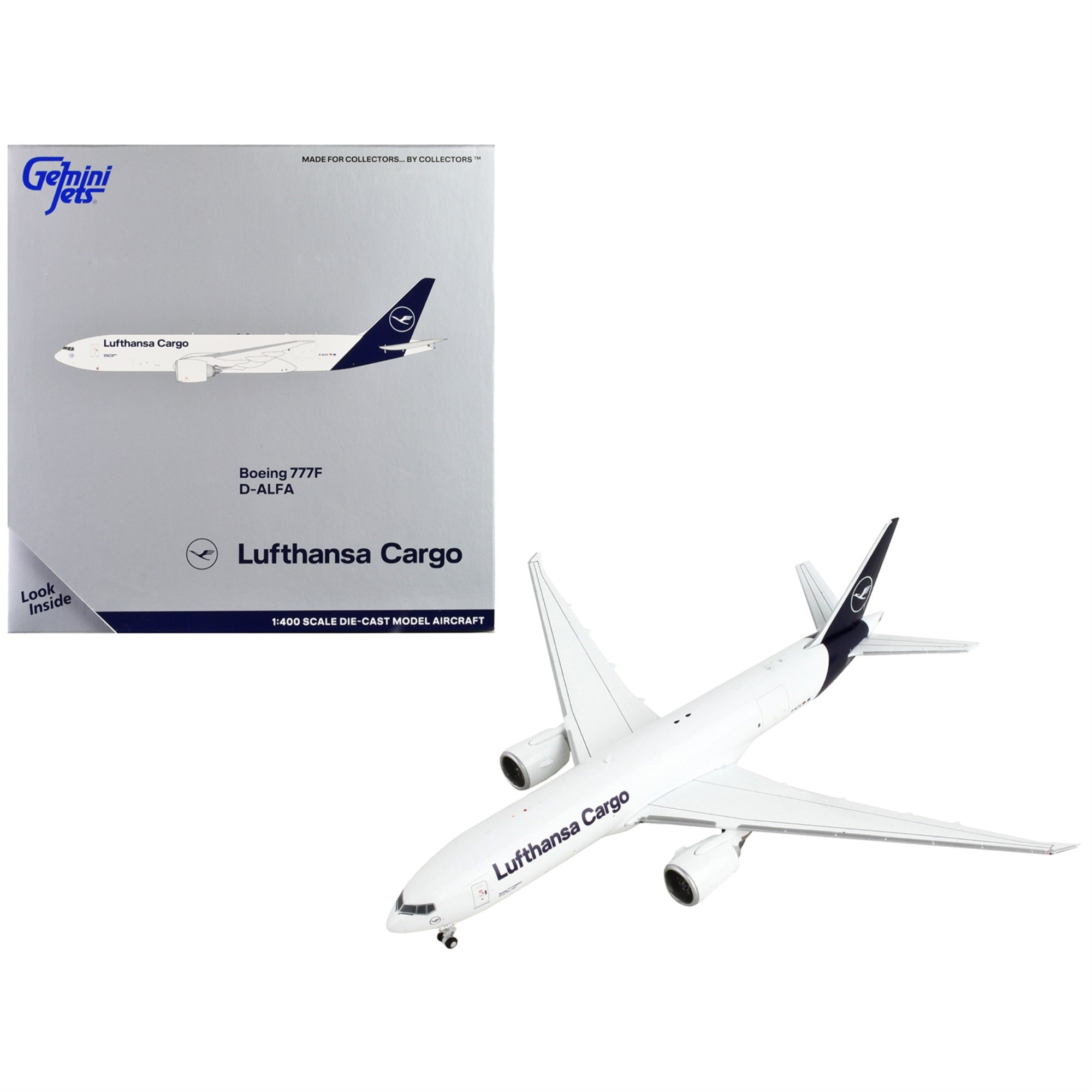 Boeing 777F Commercial Aircraft Lufthansa Cargo White With Dark Blue Tail 1/400 Diecast Model Airplane By Geminijets