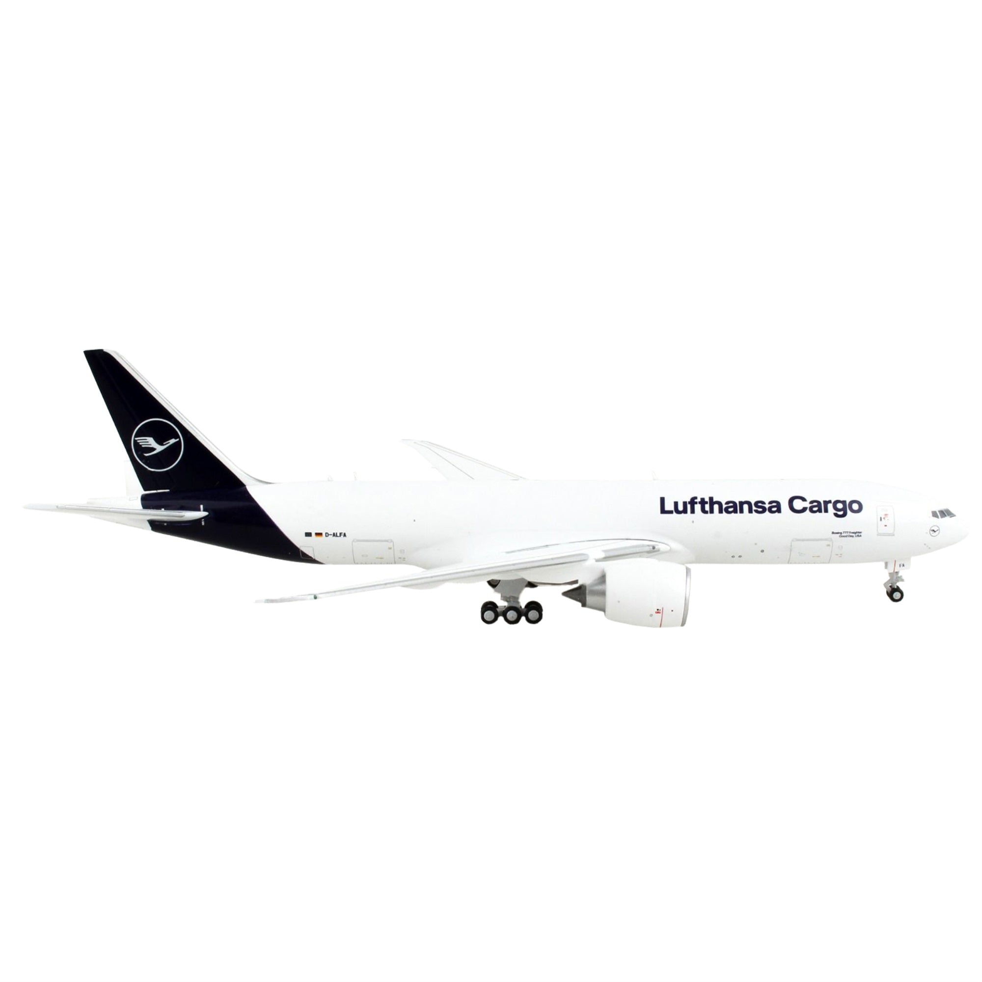 Boeing 777F Commercial Aircraft Lufthansa Cargo White With Dark Blue Tail 1/400 Diecast Model Airplane By Geminijets