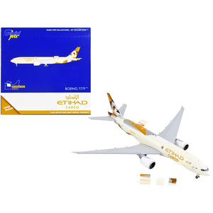 Boeing 777F Commercial Aircraft Etihad Cargo Beige With Graphics Interactive Series 1/400 Diecast Model Airplane By Gemi