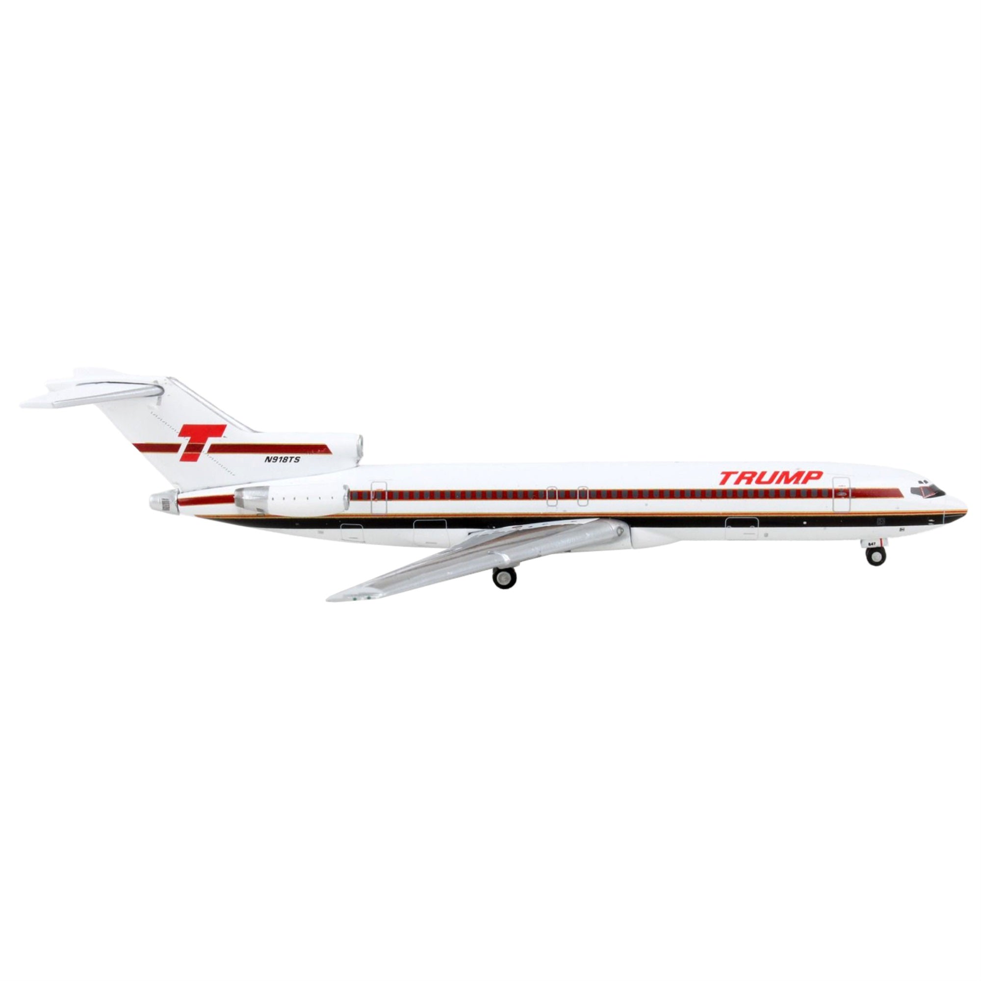 Boeing 727-200 Commercial Aircraft Trump Shuttle White With Red Stripes 1/400 Diecast Model Airplane By Geminijets