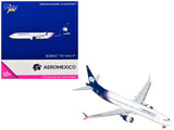 Boeing 737 MAX 9 Commercial Aircraft Aeromexico (N804AM) White with Blue Tail 1/400 Diecast Model Airplane by GeminiJets
