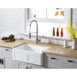 Gourmetier Gkfa301810Ds Solid Surface Matte Stone Apron Front Farmhouse Single Bowl Kitchen Sink, Matte White