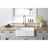 Gourmetier Gkfa301810Ds Solid Surface Matte Stone Apron Front Farmhouse Single Bowl Kitchen Sink, Matte White