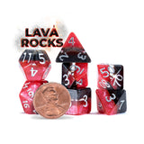 Gate Keeper Games & Dice: Mighty Tiny Dice: Lava Rocks - 7 Pc - Rpg Dice Set, Black-Clear-Red, 3-Layer Supernova Style,12Mm Resi