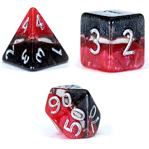 Gate Keeper Games & Dice: Mighty Tiny Dice: Lava Rocks - 7 Pc - Rpg Dice Set, Black-Clear-Red, 3-Layer Supernova Style,12Mm Resi