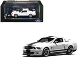 2007 Ford Mustang Shelby GT500 Super Snake Performance White with Matt Black Stripes 1/64 Diecast Model Car by MotorHelix & Gree