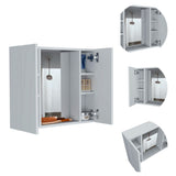 Tuhome Artemisa Medicine Cabinet, Two-Door Cabinet, Mirror, One External Shelf-White, For Bathroom