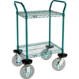 Nexel® 2 Shelf Utility Cart Poly-Green 24Wx18Dx 42H Pneumatic Casters2 Swivel 2 Rigid