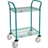 Nexel® 2 Shelf Utility Cart Poly-Green24W X 18D X 39H Poly Casters4 Swivel 2 Brake