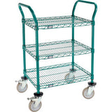 Nexel® 3 Shelf Utility Cart Poly-Green24W X 18D X 39H Poly Casters4 Swivel 2 Brake