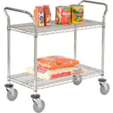Nexel® 2 Shelf Utility Cart Chrome 30W X 18D X 39H Poly Casters 4 Swivel 2 Brake