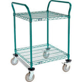 Nexel® 2 Shelf Utility Cart Poly-Green24W X 24D X 39H Poly Casters2 Rigid 2 Brake