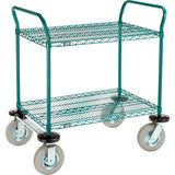 Nexel® 2 Shelf Utility Cart Poly-Green 36Wx24Dx 42H Pneumatic Casters2 Swivel 2 Rigid