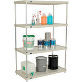 Nexel® 4 Shelf Solid Plastic Shelving Unit Silver Epoxy Posts 48W X 24D X 74H