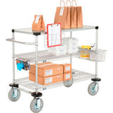 Nexel® 3 Shelf Push Cart Nexelate 36W X 18Dx43H Pneumatic Casters2 Swivel 2 Rigid