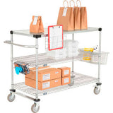 Nexel® 3 Shelf Push Cart Nexelate 36W X 24Dx40H Poly Casters2 Rigid 2 Brake