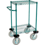 Nexel® 2 Shelf Push Cart Poly-Green24W X 18D X 43H Pneumatic Casters2 Swivel 2 Rigid