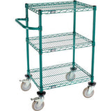 Nexel® 3 Shelf Push Cart Poly-Green24W X 18D X 40H Poly Casters4 Swivel 2 Brake