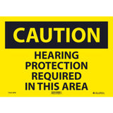 Global Industrial™ Caution Hearing Protection Required 10X14 Pressure Sensitive Vinyl