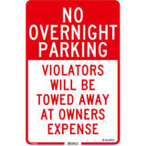 Global Industrial™ No Overnight Parking Violators Will Be Towed 18X12 .040 Aluminum